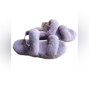 UGG Purple Plush Double-Strap Slide with Elastic Back